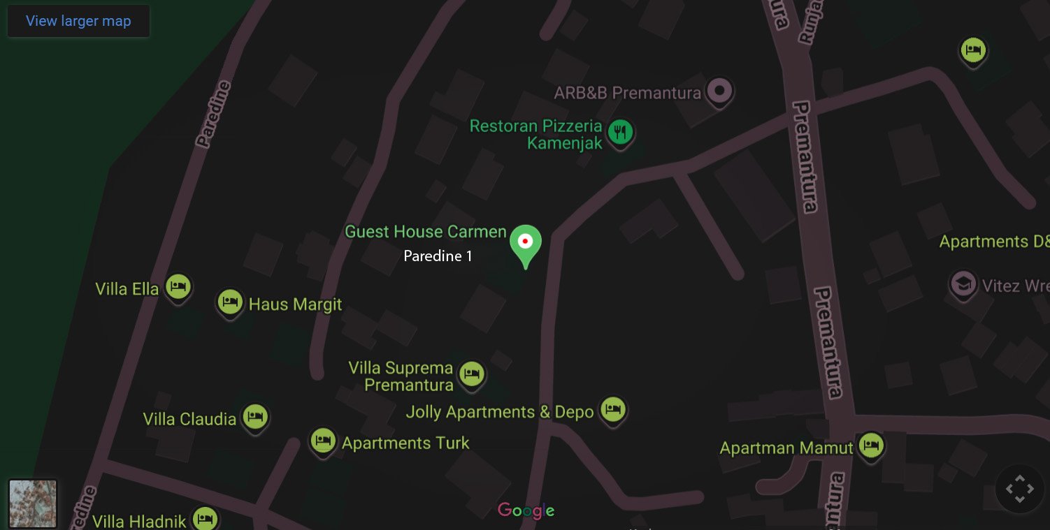 Guest House Carmen - Amartments Premantura - Google Map Apartments Carmen Premantura - Google Maps Location